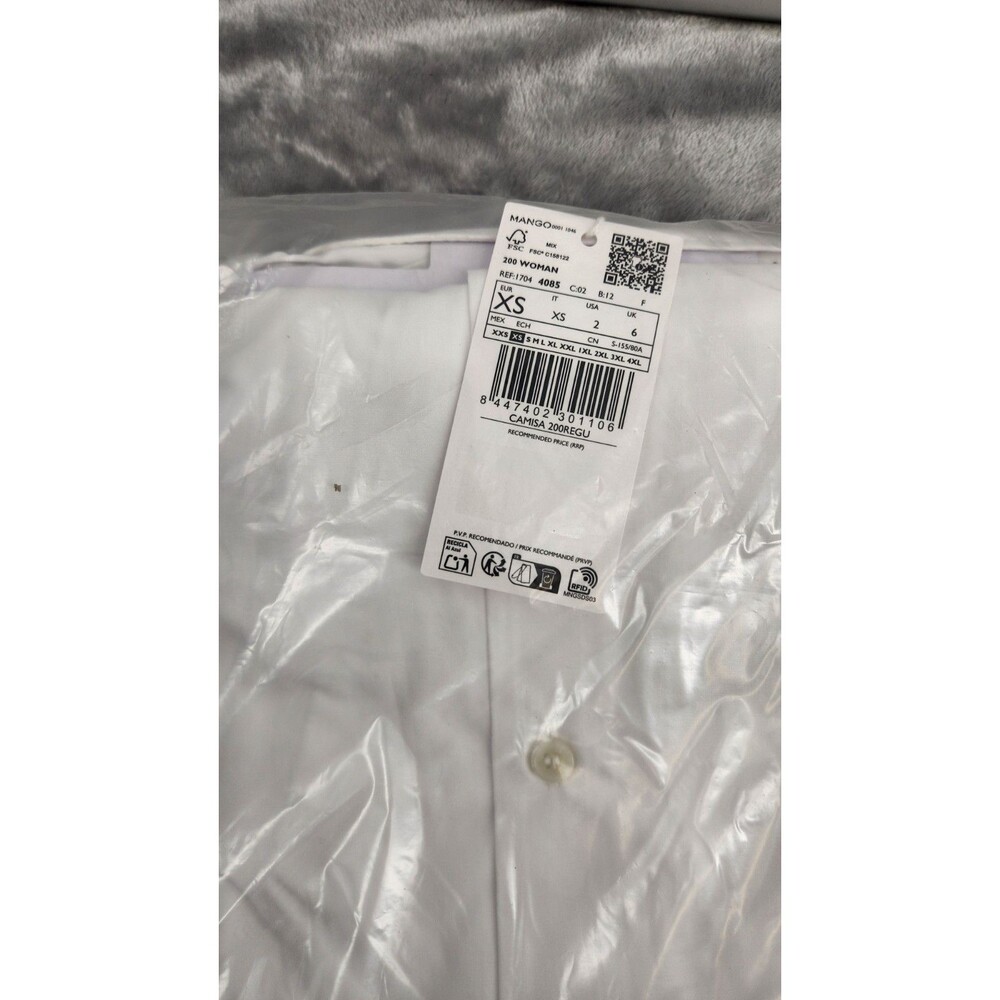 Mango Women's XS White Regular Cotton Lyocell Blend Shirt NWT - Picture 6 of 6